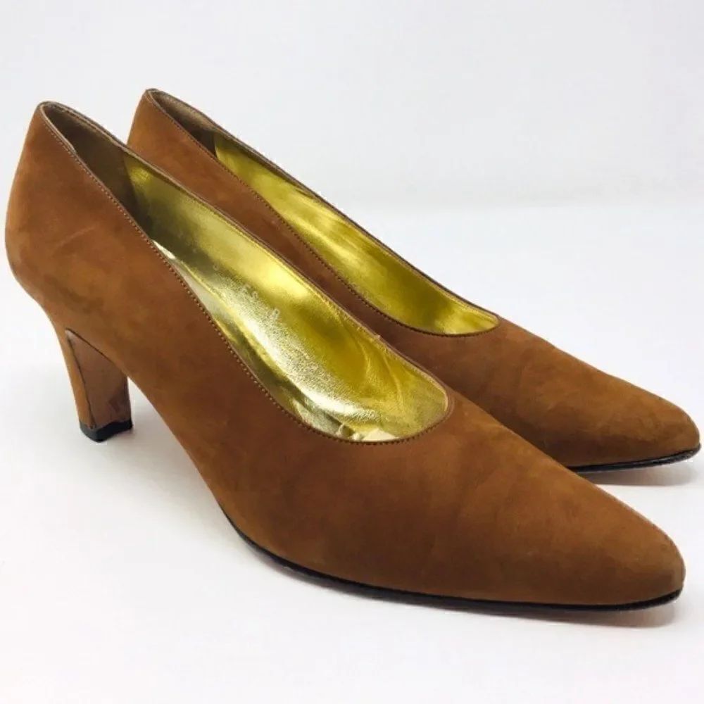 Escada vintage brown suede leather heels 8B